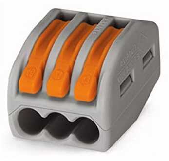 Verbindingsklem 3 polig - IP20 - 2,5mm² - met hendels Grijs
