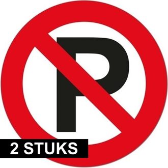 Verboden parkeren sticker - 2x - Dia 14 cm - Parkeerverbod stickers - Niet parkeren