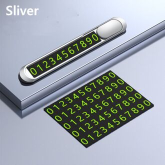 Verborgen Auto Metaallegering Textuur Styling Tijdelijke Parkeerkaart Auto Telefoon Telefoon Plaat Nummer Card Auto Zelfklevende Sticker zilver