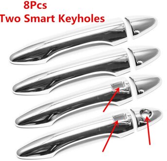 Verchroomd Auto Deurklink Decoratieve Bescherming Covers Sticker Voor Hyundai Tucson IX35 Auto Styling 8stk 2 Smartholes