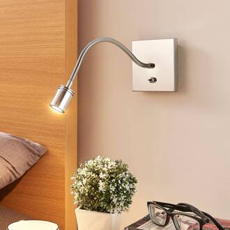 Verchroomde wandleeslamp Berfin, LED chroom, helder