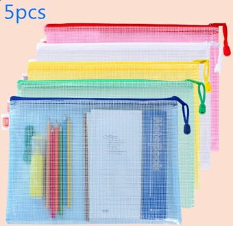 Verdikte A4 Document Zak Transparante Grote Capaciteit A4 Test Papier Opbergtas Briefpapier Waterdicht Etui Kantoorbenodigdheden A4 5 colors5pcs