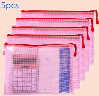 Verdikte A4 Document Zak Transparante Grote Capaciteit A4 Test Papier Opbergtas Briefpapier Waterdicht Etui Kantoorbenodigdheden A4 rood 5stk