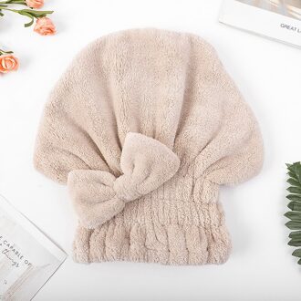 Verdikte Haar Drogen Cap Warp Gebreide Coral Fleece Leuke Douche Cap Niet-pluizende Prinses Hoed Wrap Haar Quick-drogen Cap Solid kleur princess hat koffie kleur 1