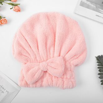 Verdikte Haar Drogen Cap Warp Gebreide Coral Fleece Leuke Douche Cap Niet-pluizende Prinses Hoed Wrap Haar Quick-drogen Cap Solid kleur princess hat roze 1