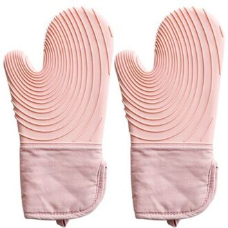 Verdikte Siliconen Magnetron Handschoenen Hittebestendige Bakken Bbq Oven Handschoen Pot Ovenwanten Hittebestendige Nordic Minimalistische Keuken Tool Pink2pc