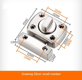 Verdikte Universele Klink Deur Anti-Diefstal Gesp Zinklegering Kleine Deur Klink Lock Pull Kast Klink klein zilver