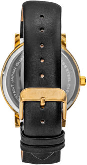 Vereenvoudig de 7000 lederen band horloge Goud