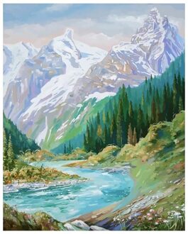 Verf Door Nummers Voor Volwassenen, Diy Canvas Olieverf Kit Acryl Schilderen Kit Voor Kids Volwassenen Sneeuw Berg