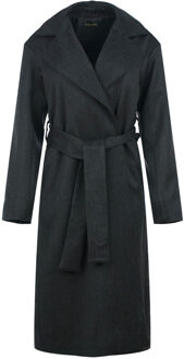 Verfijnde onyx-trenchcoat van wolmix Donkergrijs - S