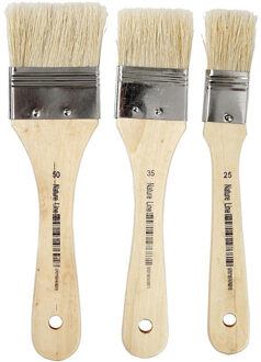 Verfkwasten - 3x - hout - plat - nylon haren - universele verfkwast Beige