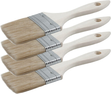 Verfkwasten - 4x - plat - 60 mm - kunststof - schilderen - voor alle soorten verf