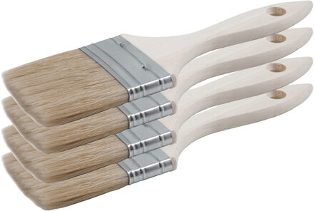 Verfkwasten - 4x - plat - 70 mm - kunststof - schilderen - voor alle soorten verf