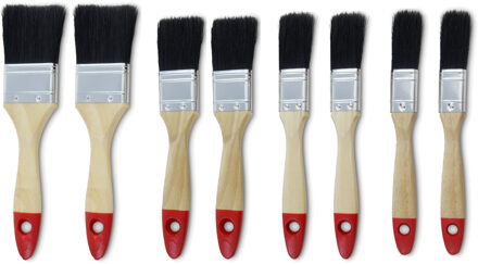 Verfkwasten set - 8x delig - hout - synthetisch - 20-50 mm - schilderen