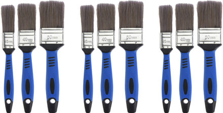 Verfkwasten set van 9x stuks - 25/40/50 mm breed - schilderen - verfbenodigdheden