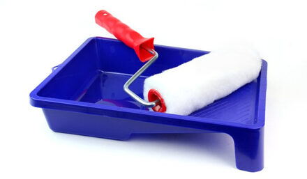 Verfroller schilderset - Pakket van 3x stuks - 18 cm - met beugel en verfbak - muurverf roller - sch