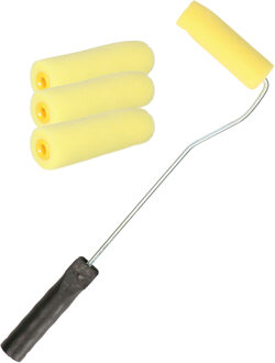 Verfroller set - met beugel - 10 cm - 3x extra rollers