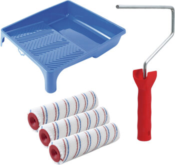 Verfrollers schilderen set - beugel en verfbak - 3x vacht anti spat verfrollers - 25 cm