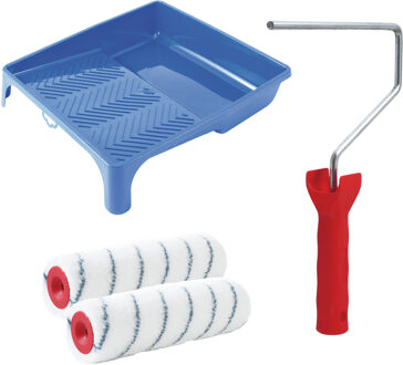 Verfrollers schilderen set - met beugel en verfbak - 2x anti spat rollers - breedte 25 cm