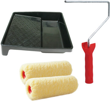 Verfrollers schilderen set - met beugel en verfbak - 2x vacht verfrollers - breedte 25 cm