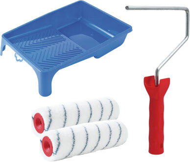 Verfrollers schilderen set - met beugel en verfbak - 3x anti spat rollers - breedte 18 cm
