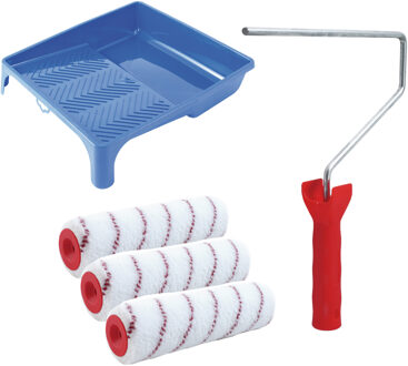 Verfrollers schilderen set - met beugel en verfbak - 3x anti spat rollers - breedte 25 cm