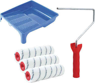 Verfrollers schilderen set - met beugel en verfbak - 3x anti spat rollers - breedte 25 cm