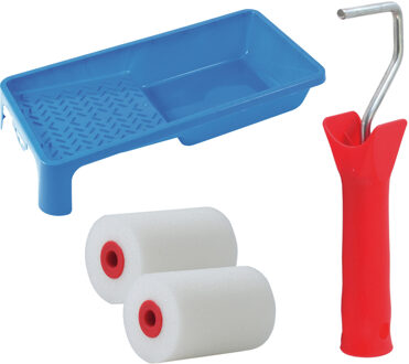 Verfrollers set - beugel - doseer verfbak - 2x anti spat rollers - 5cm breed - schilderen