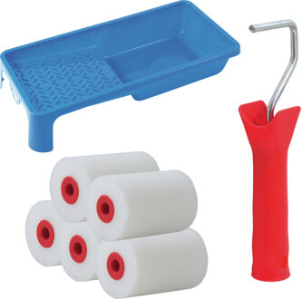 Verfrollers set - beugel - doseer verfbak - 5x anti spat rollers - 5cm breed - schilderen