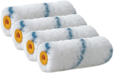 Verfrollers vacht - 4x - anti spat - 4 x 10 cm - Nylon - Pluisvrij - Verfspullen