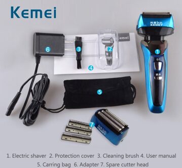 Vergeldende Elektrisch Scheerapparaat Voor Mannen 3D Drijvende Vier Blade Oplaadbare Brood Scheren Machine Waterdichte Elektrische Scheermes D43 razor hoofd-geen doos