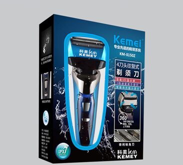 Vergeldende Elektrisch Scheerapparaat Voor Mannen 3D Drijvende Vier Blade Oplaadbare Brood Scheren Machine Waterdichte Elektrische Scheermes D43 razor-met doos