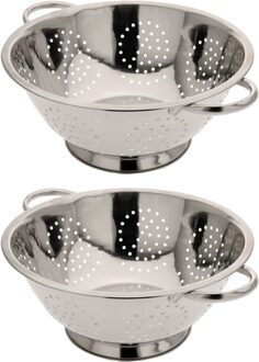 Vergiet - 2x - RVS zilver - D29 x H13 cm - zeef - keukenvergiet - afgieten