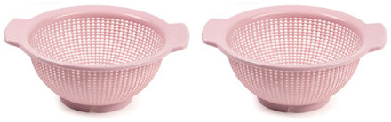 Vergiet - Set van 2x stuks - kunststof - zeep - D23 x H10 cm - roze