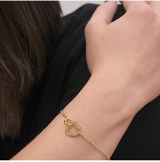 Vergrendelde hartarmband - Oostenrijks kristal - maat Wit & Goud