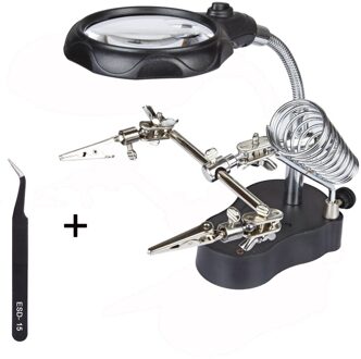 Vergroot Glas 3.5x 12X 3rd Helpende Clip LED Verlichting Handheld Vergrootglas Soldeerbouthouder Glas Len Vergrootglas reparatie
