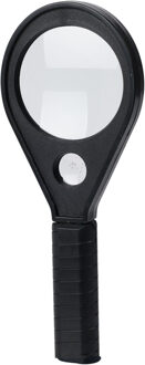 Vergrootglas met dubbele lens - kunststof - zwart - 15 x 6 cm