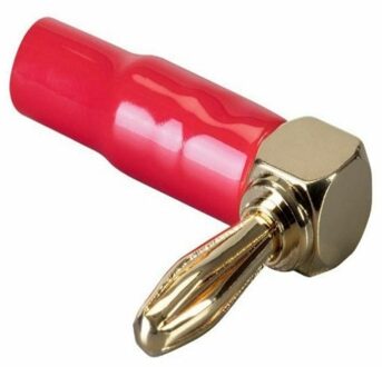 Vergulde banaanstekker met 90° Hoek, Male, Rood - small