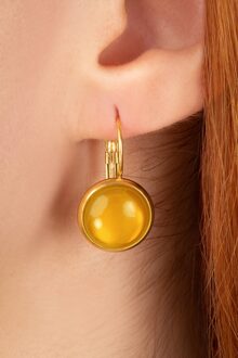 Vergulde dot oorbellen in glossy solar Geel/Goud