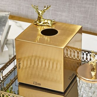 Vergulde Metalen Tissue Doos Fawn Decoratie Doos Magneet Adsorptie Dier Servetten Organizer Eettafel Thuis Decoratie Moderne