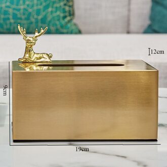 Vergulde Metalen Tissue Doos Fawn Decoratie Doos Magneet Adsorptie Dier Servetten Organizer Eettafel Thuis Decoratie Moderne