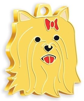 Vergulde York Shire Terrier Hond Armband (Rood)