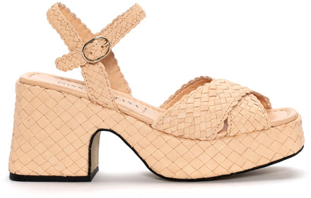 Verhoog je stijl met prachtige hoge hak sandalen Pons Quintana , Beige , Dames - 40 EU