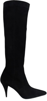 Verhoog je stijl met zwarte suède laarzen Saint Laurent , Black , Dames - 37 EU