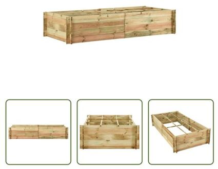 Verhoogd Bed - Grenenhout - 197x100x40 cm - Groen geïmpregneerd Bruin