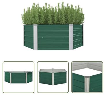 verhoogd tuinbed - gegalvaniseerd staal 129x129x46 cm - groene afwerking