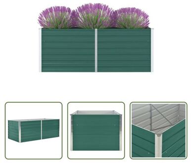 Verhoogd Tuinbed - Gegalvaniseerd Staal - 160x80x45 cm - Groene Afwerking