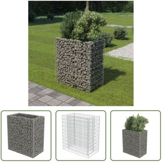 Verhoogde Gabion Tuinbak - 90 x 50 x 100 cm - Stevig en weerbestendig - Zilver Zilverkleurig