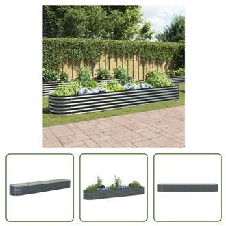 Verhoogde Stalen Tuinbak - 400 x 80 x 44 cm - Gegalvaniseerd Staal Grijs