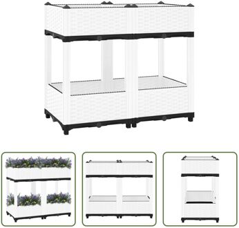 Verhoogde Tuinbak Rattan 80 x 40 x 71 cm - PP Materiaal - Wit Grijs